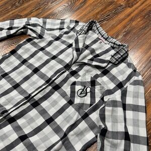 Victorias Secret Size L Plaid Pajama Sleep Short Top Black White Button Up‎